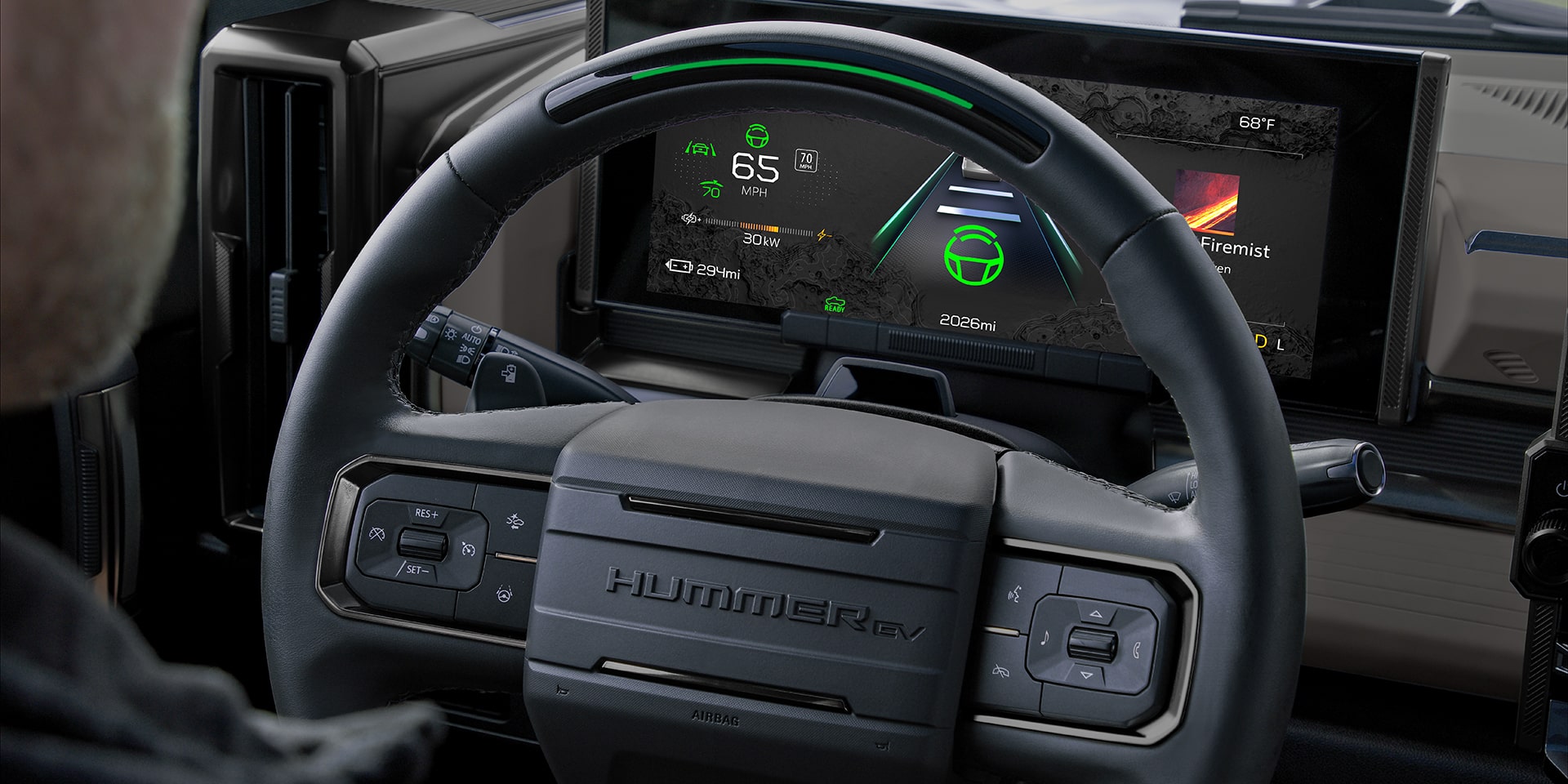 Steering wheel and digital cluster on 2026 GMC Hummer EV Pickup