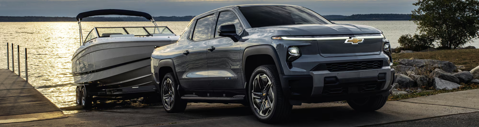 2026 Chevrolet Silverado EV pulling boat out of water